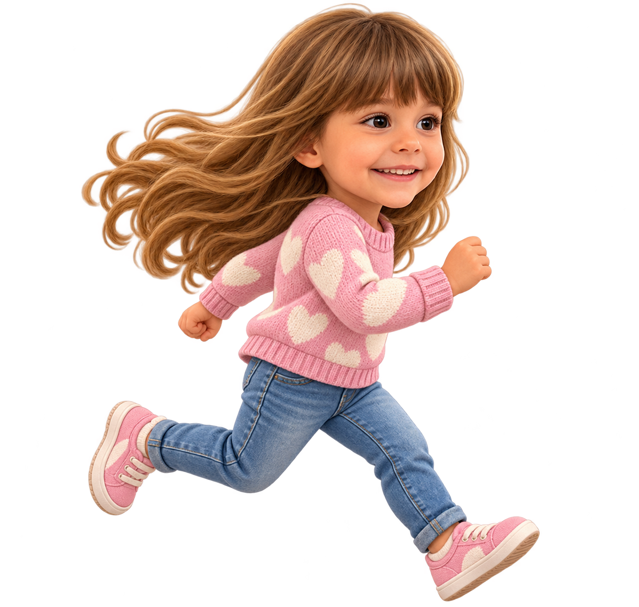 Hillary correndo e sorrindo